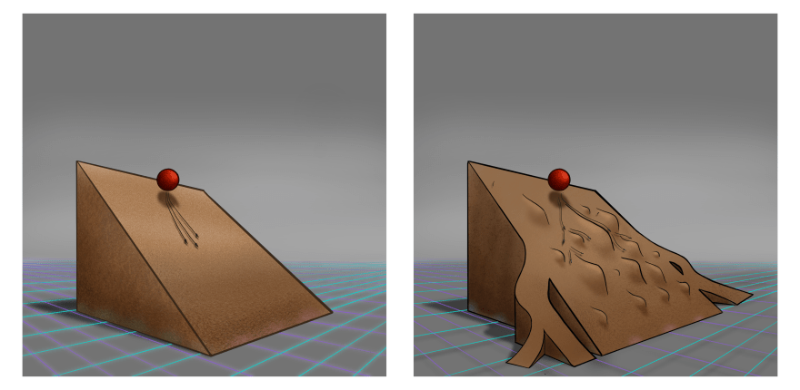 A very intuitive analogy for what chaos is comes from a very simple thought experiment. A ball slides in a surface. In the left, the surface is smooth, and any slight shift in the initial conditions of the ball will result in a very similar fall. In the right, however, with a lot of bumps and possible bifurcations, the ball may be a lot more sensitive to where it starts, to know precisely where it will end.
